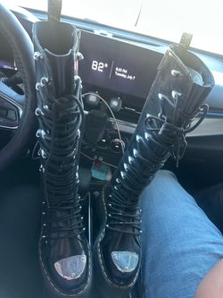 Dr. Martens 1B60 LTT Max Quad Retro Sole Platform Knee Boots Metal Toe Womens 7