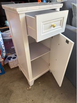 White marble top side table