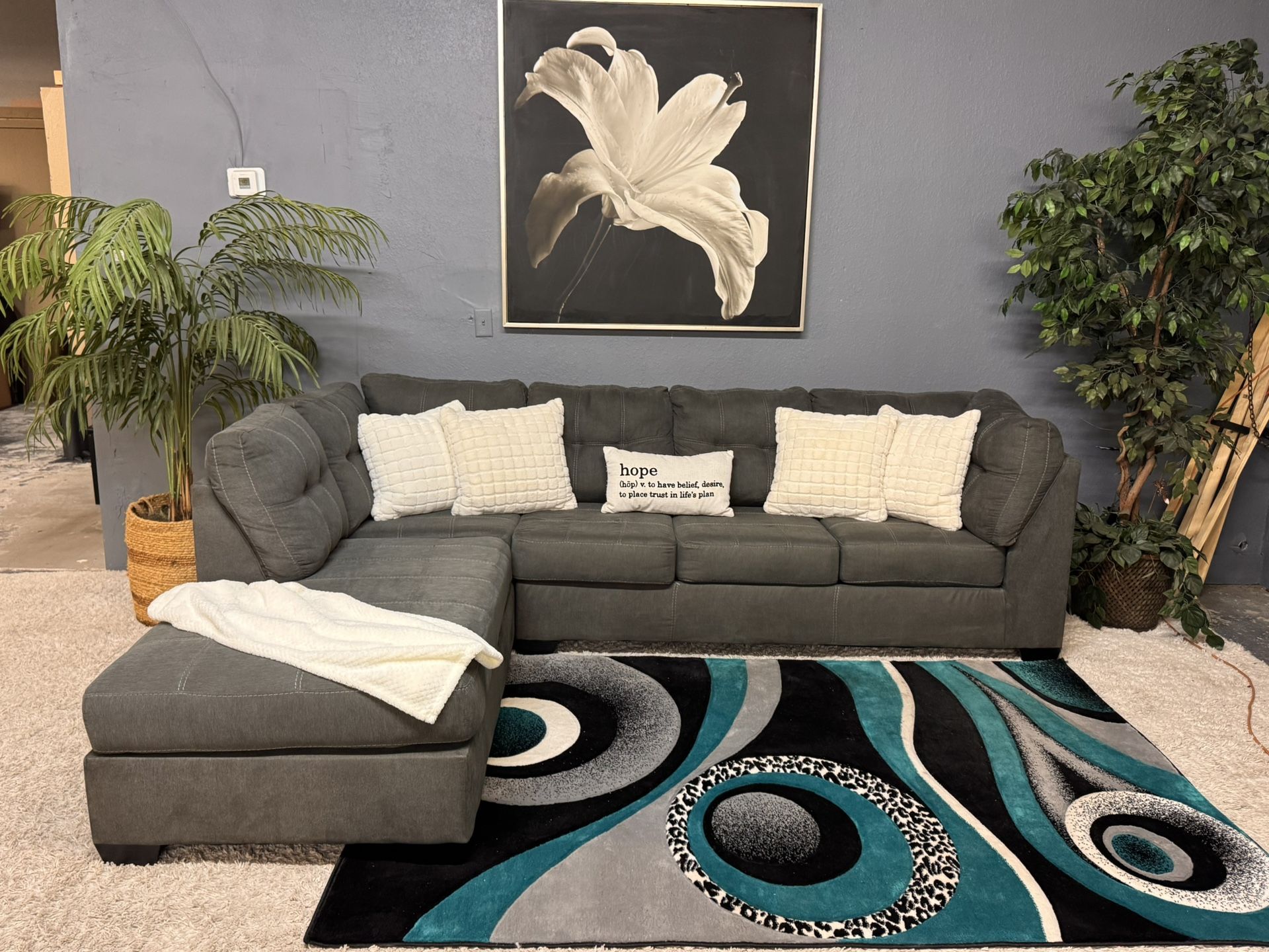 Nice Ashley Furniture Grey 2 Piece Sectional Couch
