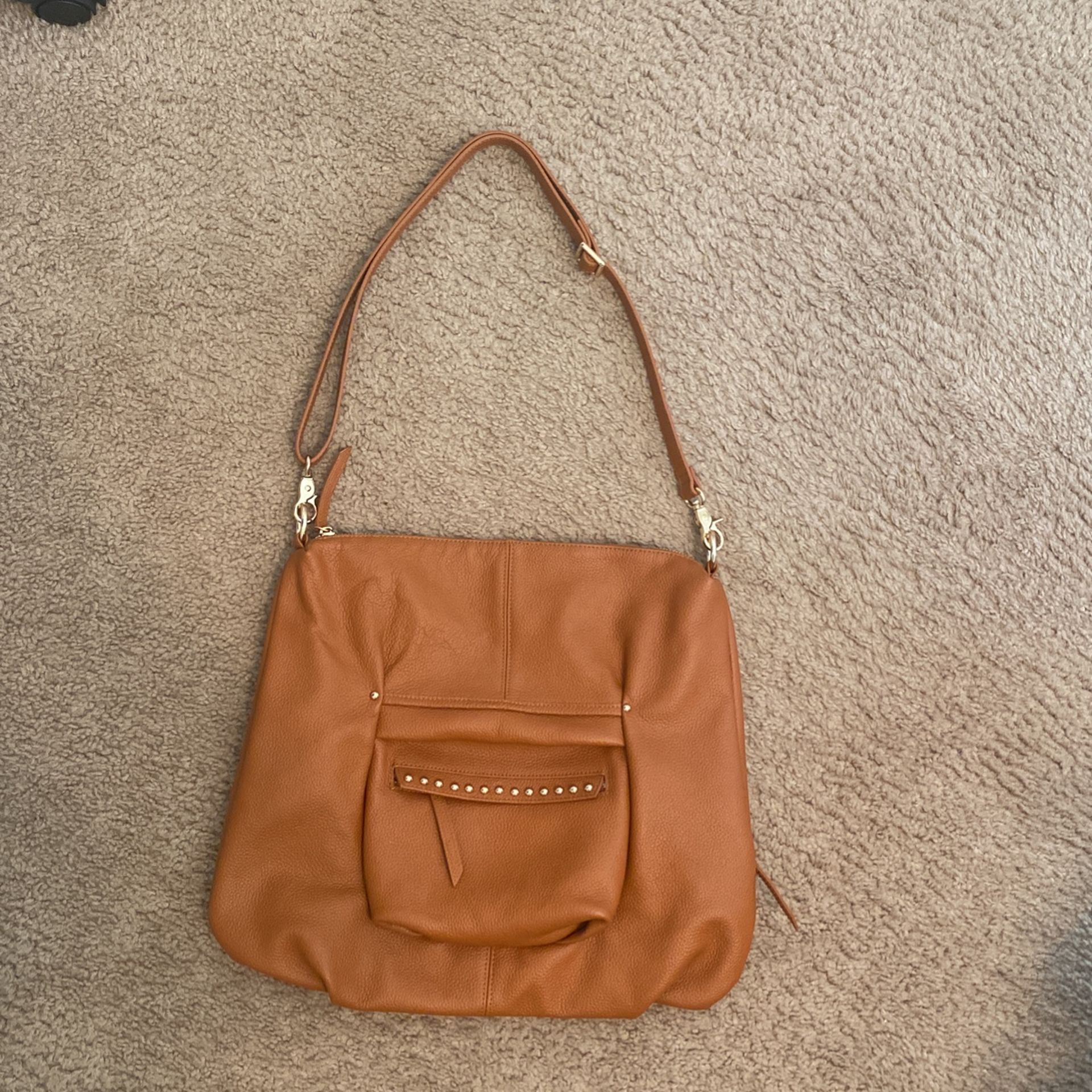 LAGGO Joyce Camel Pebbled Leather Hobo Bag 