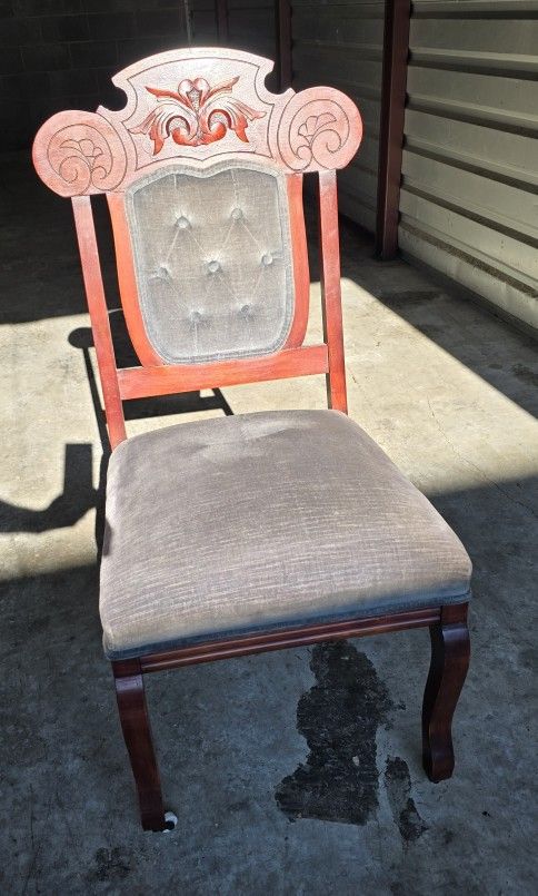 Victorian Style Parlor Side Dining Chair Tufted Upholstery