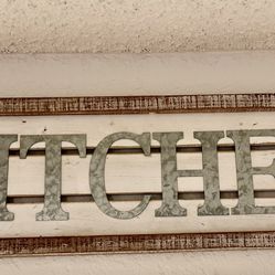 Rustic “KITCHEN” Galvanized Metal Wall Sign with Wooden Frame