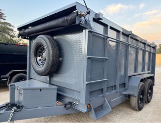 💪🏻Brand New HEAVY DUTY 14ft Long SCISSOR LIFT Hydraulic Dump Trailer FULLY LOADED with ACCESSORIES 👍🏻