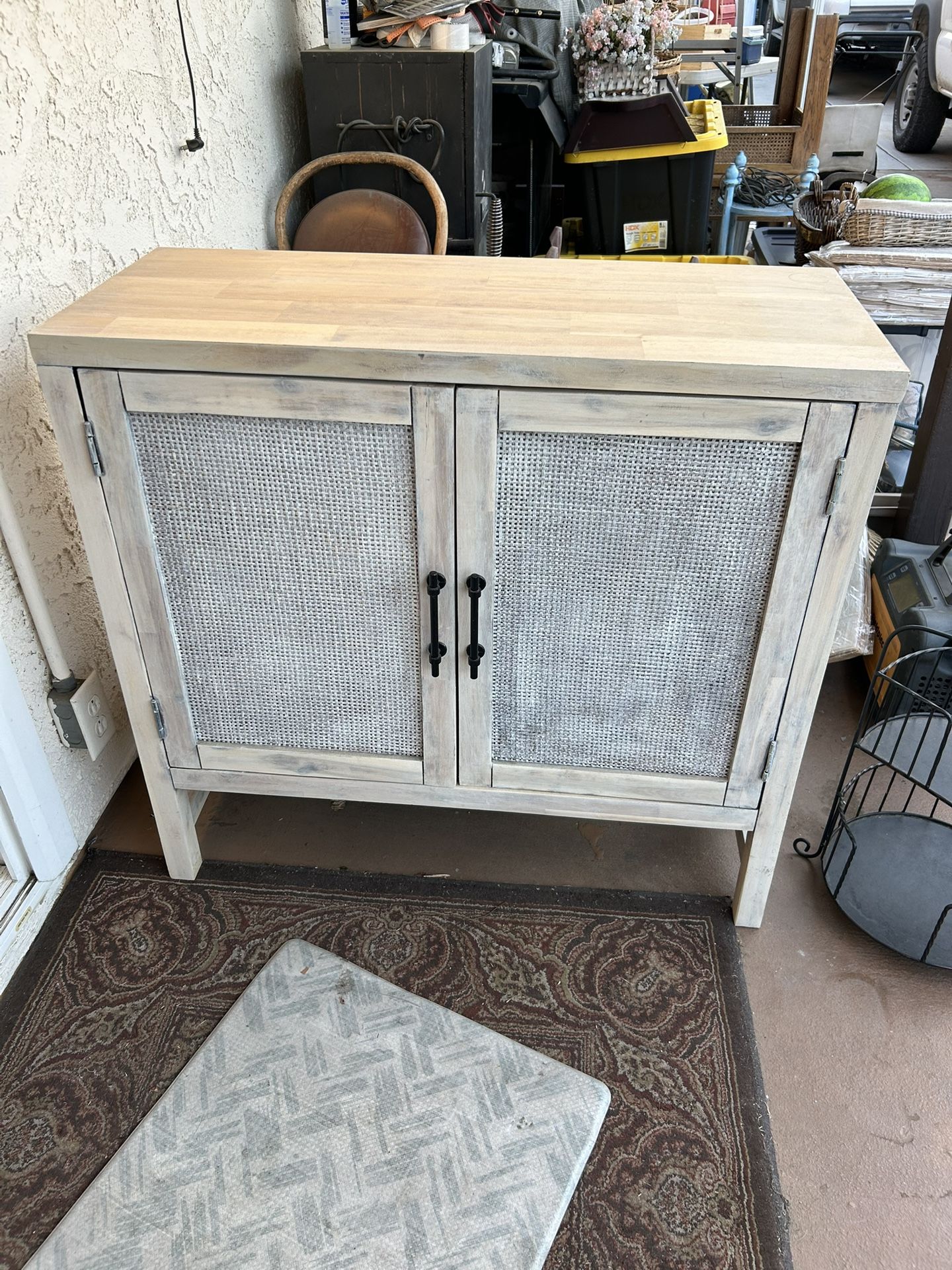 Awesome Solid Wood And Cane Cabinet 36x34x15