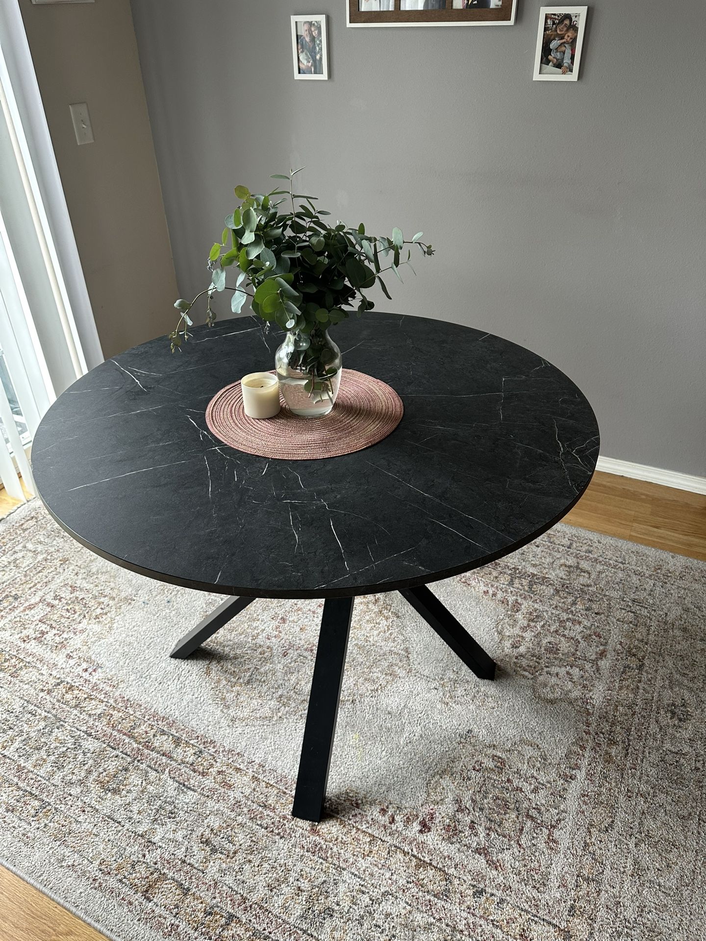 Black Marble Like Dining Table