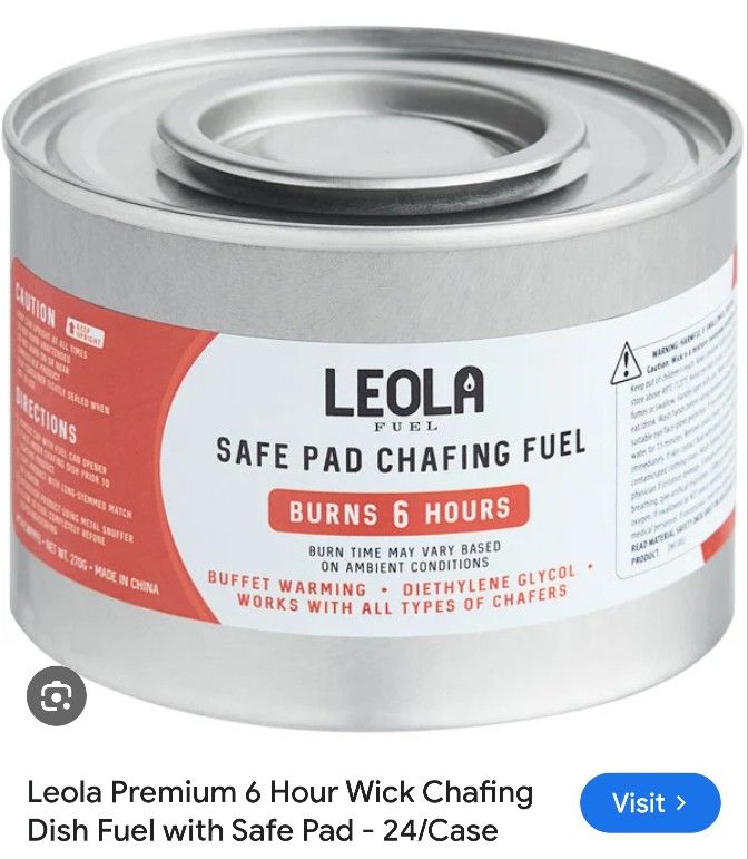 Leola Safe Pad Chafing Fuel, Burne 6 Hours