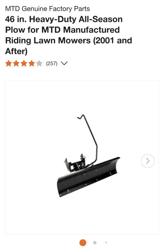 MTD Genuine Factory Parts
46 in. Heavy-Duty All-Season Plow for MTD Manufactured Riding Lawn Mowers (2001 and After)