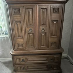 Mediterranean Carved Armoire/ Gentlemen’s Chest