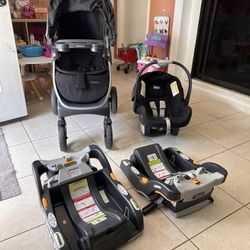 Stroller With Infant Car Seat Plus 2 Car Bases