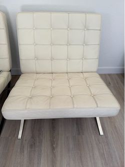 Modern Barcelona White Leather Chair
