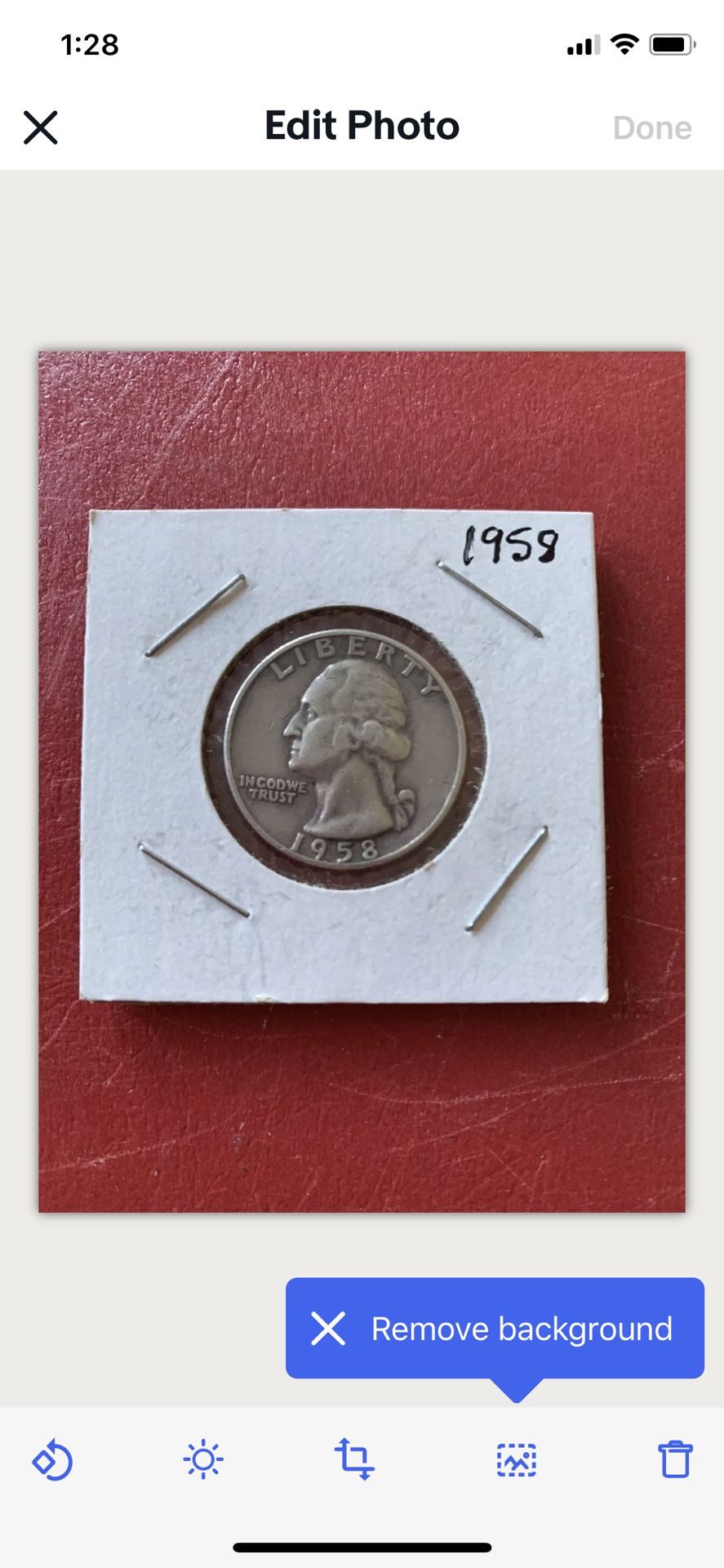 U.S 1958 collection quarter.