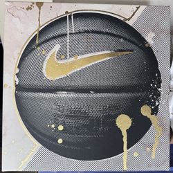 Oliver Gal Gold Foil Embellishment Nike NBA Basketball Canvas Print.