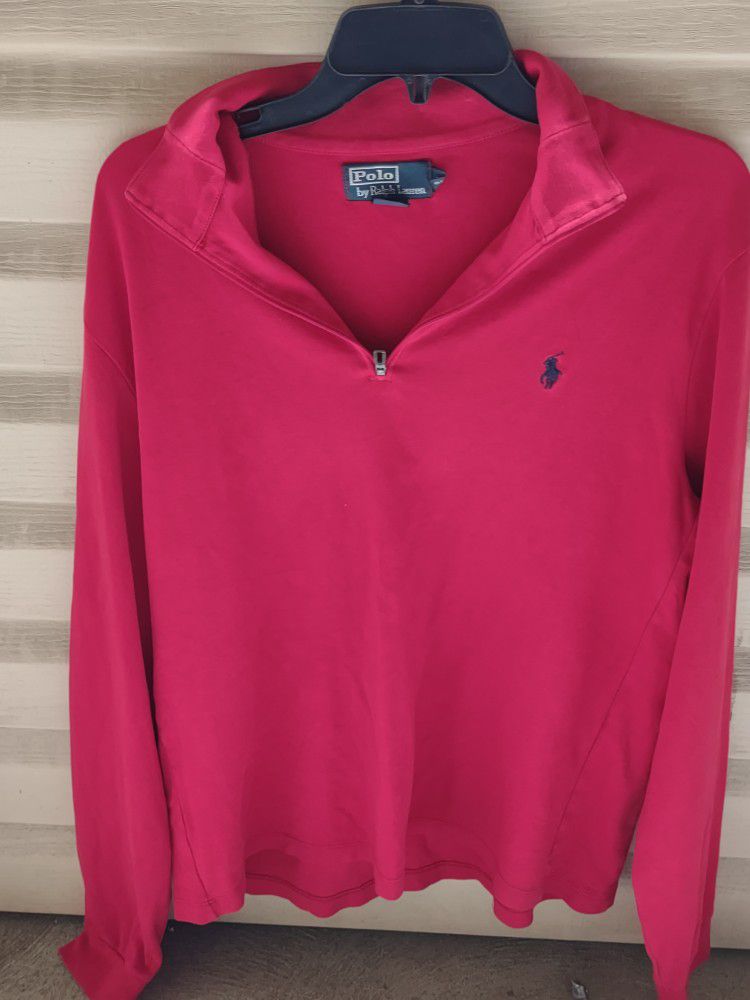 Ralph Lauren Polo Series Long Sleeve Red Large Quarters At Shirt