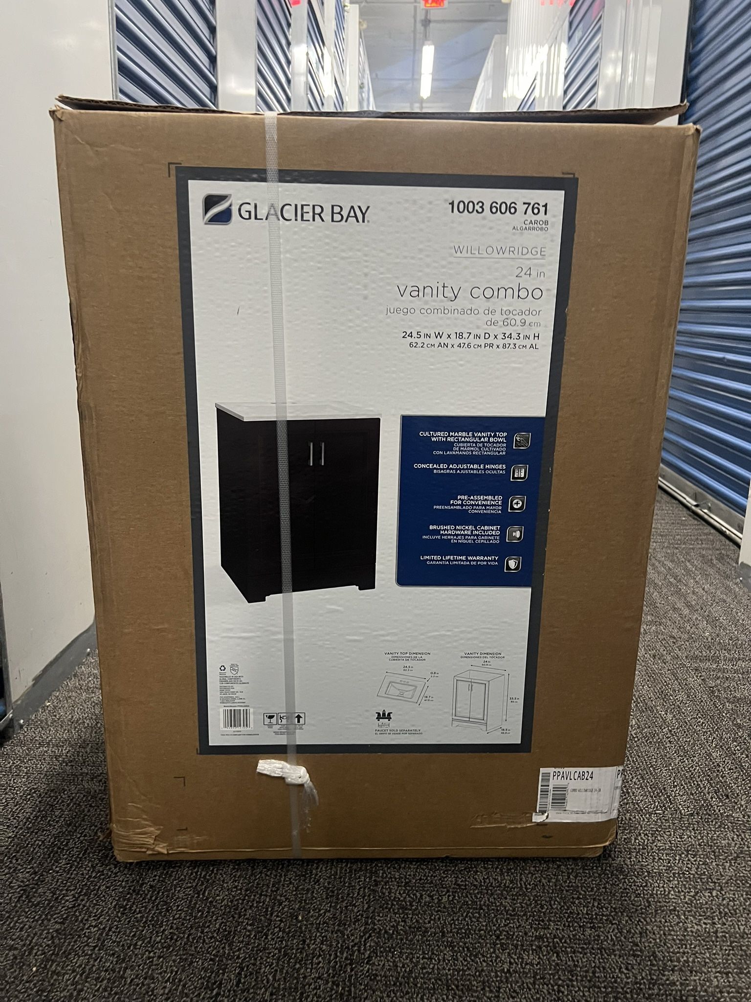 Glacier Bay Willowridge 24.5 in. W x 18.75 in. D x 34.375 in. H Single Sink Bath Vanity