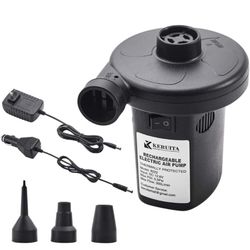 Electric Air Pump for Inflatable with 3 Nozzles, 110V AC/12V DC, Portable Air Mattress Pump, Quick Fill Inflator Air Pump Perfect for Outdoor Camping 