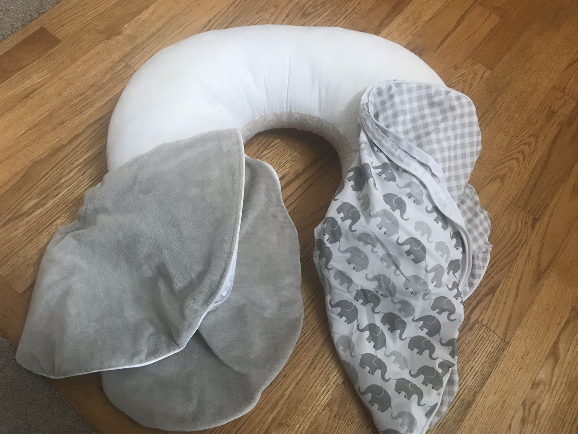 Boppy Nursing Pillow And Two Grey Covers