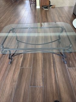 Coffee table  32 x 50 height is 17"  Side table  28 x 22 height 23 1/2