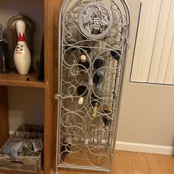 Elegant Metal Wine Rack / Wine Storage Cabinet – Holds Multiple Bottles