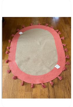 New 4’x5’6” Oval Braided Border Rug-Pillowfort