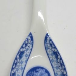 Vintage Simple Dining Blue Floral Ceramic Stoneware Spoon Rest