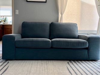 Blue Fabric Loveseat