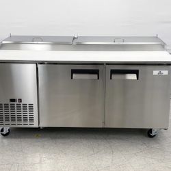 71 Inch 2 Door Pizza Deli Sandwich Business Restaurant Refrigerator Prep Table With Cutting Board