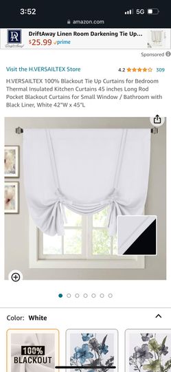 Pair Of White Black Out Curtains