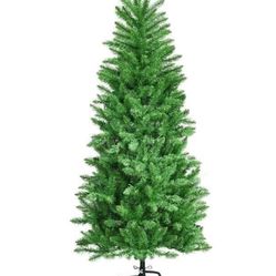 7' Slim Pre-Lit PVC Fir Pencil Christmas Tree