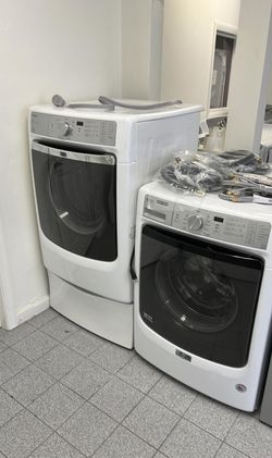 Maytag Front Load Washer & Electric Dryer Set – Stackable, White