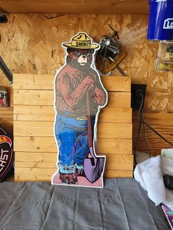 Smokey Bear Reproduction Cutout Metal Sign 24"×8"