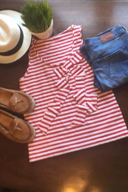 Kate Spade Red & White Striped Bow Top Sz M
