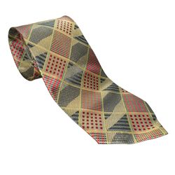 100% SILK UOMO VENTURO MILANO GOLD PLAID CHECK TIE MADE IN JAPAN