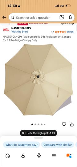 Patio Umbrella 9 ft Replacement