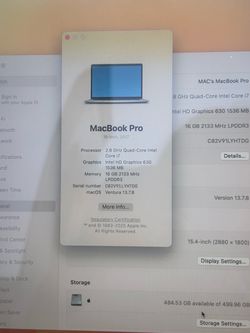 MacBook Pro 2017 15” 500 storage, 16 of ram