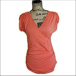 Charlotte Russe Coral Surplice Top M