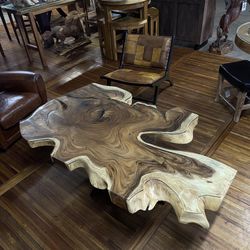 Rosewood Coffee Table W/ Glass Top Cut To Size