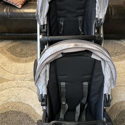 Uppa Baby Double Stroller With A Snack Tray  And A Bar Bag