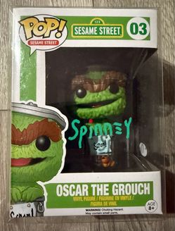 Caroll Spinney signed Sesame Street Oscar The Grouch Funko Pop