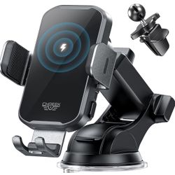 Wireless Car Charger Phone Holder Mount, 15W Fast Charging Auto Clamping Phone Holders for Your Car Dashboard Windshield Air Vent Car Accessories for 