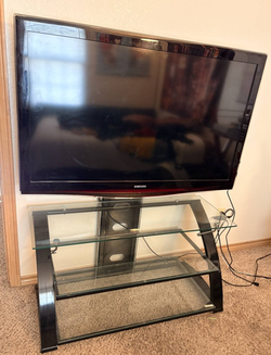 55' TV with Glass TV Stand