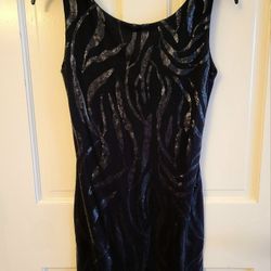 Size Small Women's Little Black Sleeveless Dress Sequin Flame Design Low Back Philosophy of Paek Pop