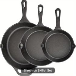 3pcs Bare Cast Iron Skilet Set