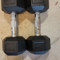 rubber hex dumbbells 25lb