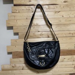 Juicy Couture Vintage Black Leather Zipper Closure Gold Hardware Crossbody Bag