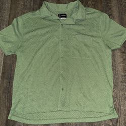 Green Textured Button Up Shirt Size XL