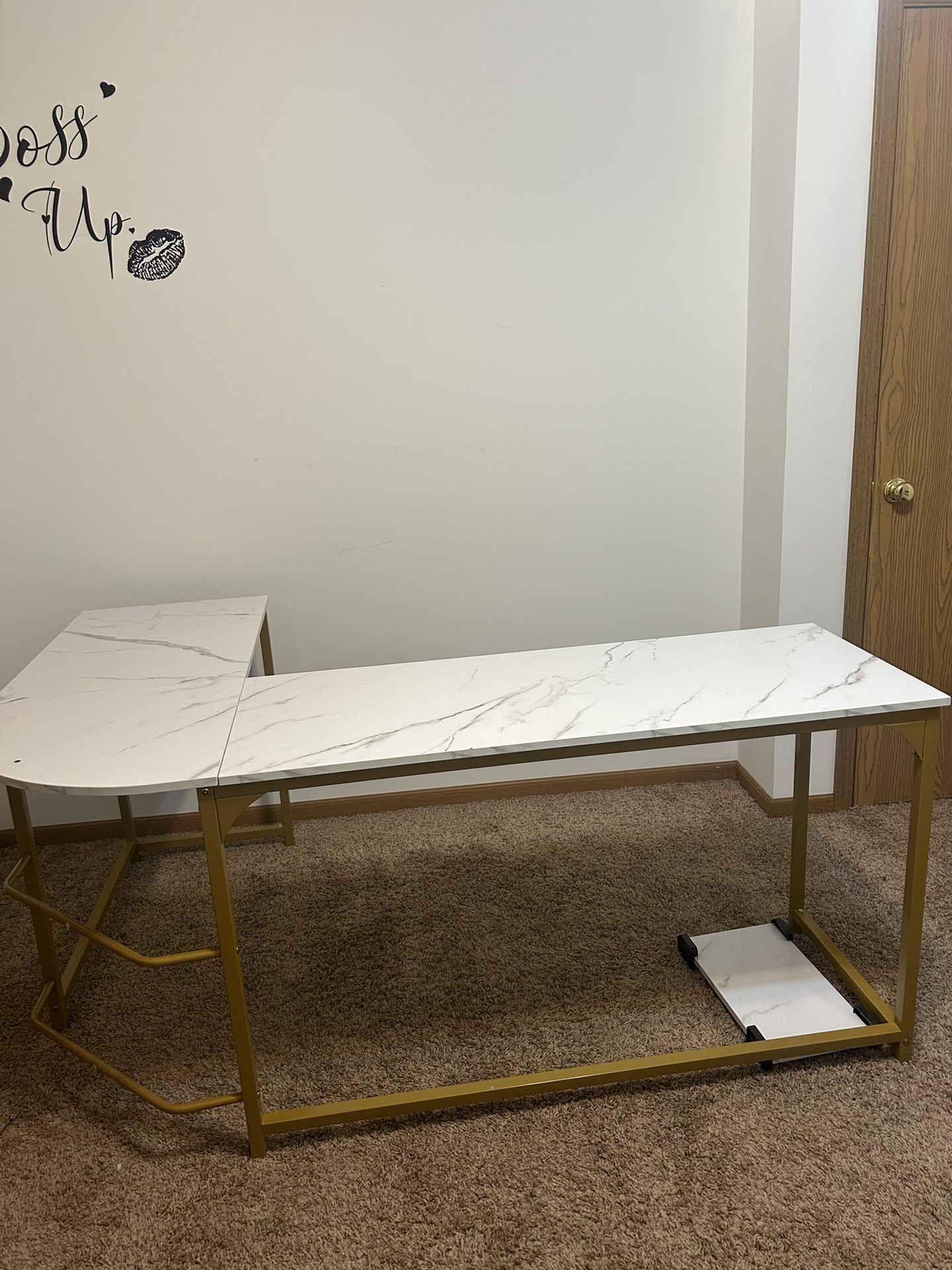 NEW! L- shaped marble and gold desk for SALE!!