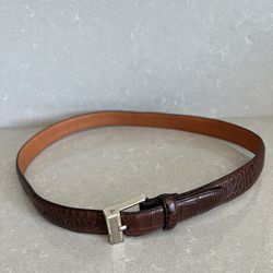 Lauren Ralph Lauren Brown Croc Embossed Leather Belt