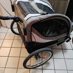 Deluxe 3-in-1 Double Seat Bike Trailer Stroller Jogger for Kids, Grey