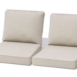 2-Piece Outdoor Deep Seat Cushion for Patio Sofa and Couch In Cream