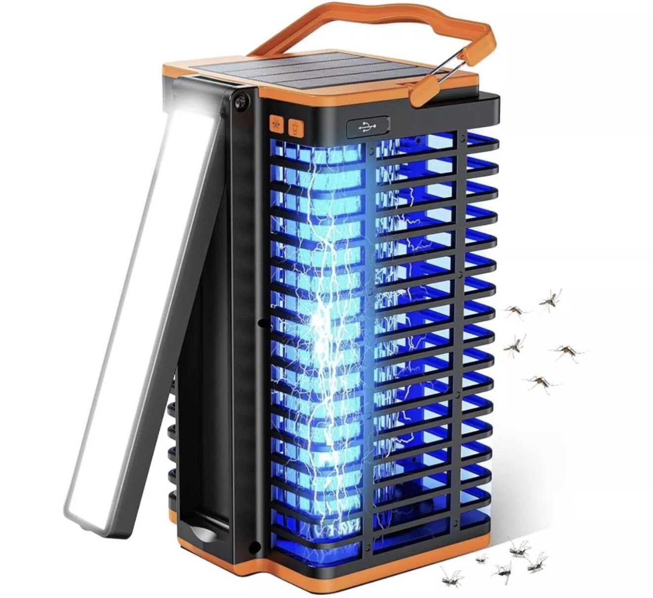 Portable Solar Mosquito Zapper - 4000mAh Rechargeable Insect Trap & Reading Lamp